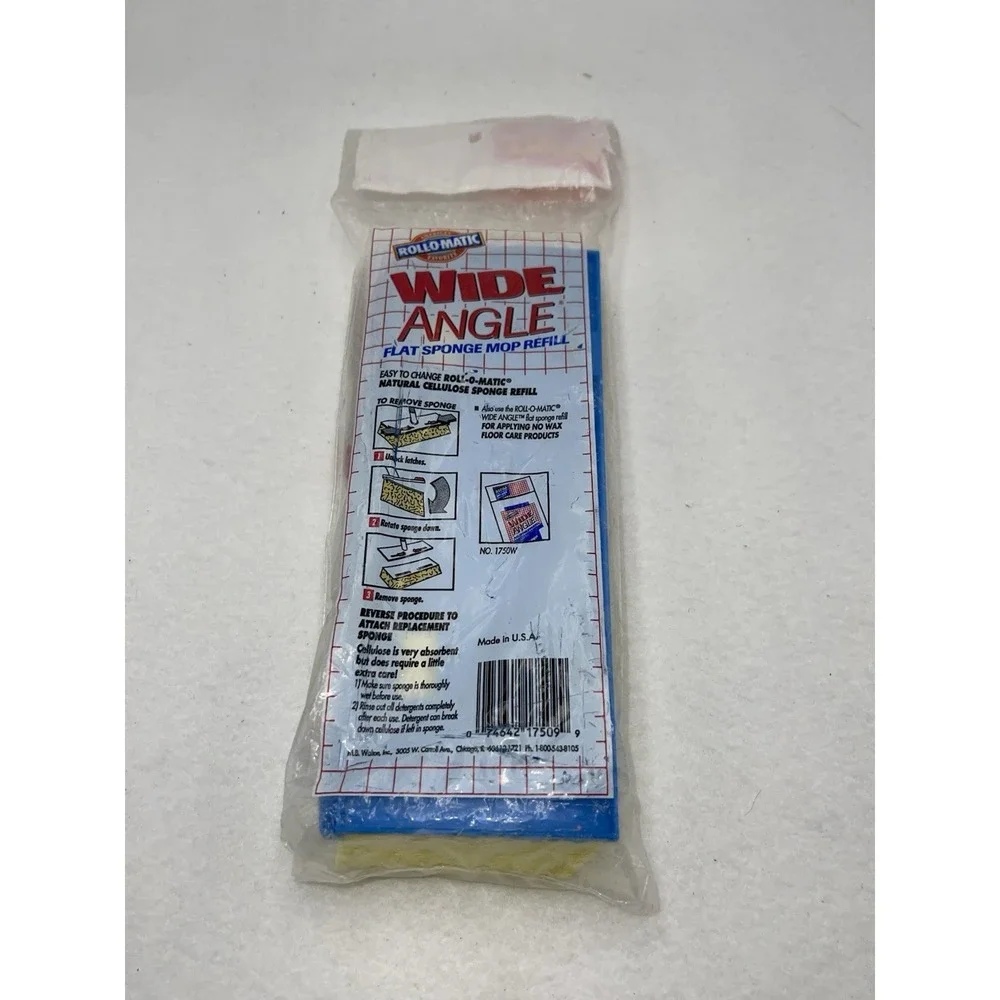 Roll-O-Matic Wide Angle Flat Sponge‎ Mop Refill 1750R New Sealed Rare